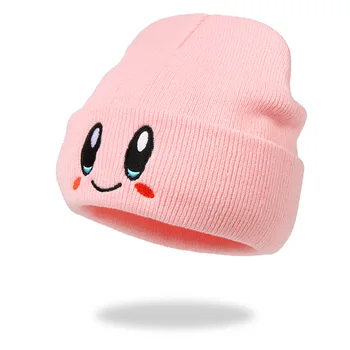 2022 Kawaii Kirbys Hat Вязаная Шапка Розовые Смайлики Тонкая Шерстяная Шапка Милые Студенты Сохраняют Тепло Мягкие Милые Модные Подарки Для Мальчиков И Девочек Изображение 2