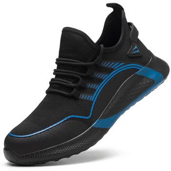 2023 Легкая мужская рабочая обувь для безопасности, дышащая спортивная защитная обувь, рабочие ботинки S3, пуленепробиваемые и антикоррозийные Изображение 2