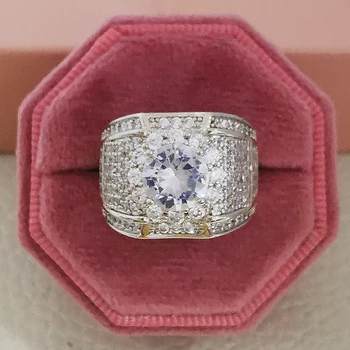 2023 Новое роскошное круглое мужское кольцо серебряного цвета, подарок на годовщину, ювелирные изделия оптом R6439 Изображение 2