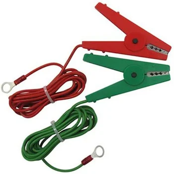 2ШТ зеленых проводов для подключения к электрическому ограждению под напряжением, кабелей, сверхпрочных с зажимом 