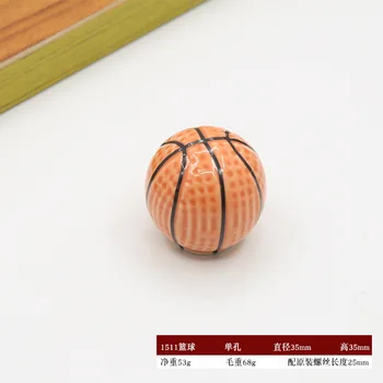 35-миллиметровая мультяшная баскетбольная футбольная дверца шкафа, мебельная ручка, обувной шкаф, сферический выдвижной ящик с одним отверстием, керамические тяги Изображение 2