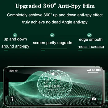 360 ° Антишпионская Полноэкранная защитная пленка Для iphone 14 13 MINI 12 pro max С защитой от слежки Закаленное Стекло Для APPLE XS MAX XR 7 8P Изображение 2