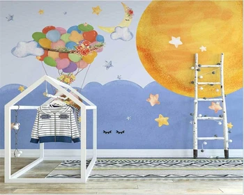 3d обои для детской комнаты beibehang papier peint на заказ в современном скандинавском стиле с ручной росписью на воздушном шаре для детской комнаты Изображение 2