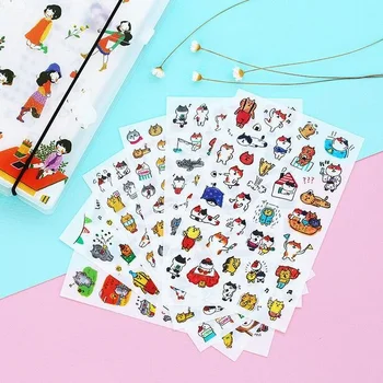 6 листов /упаковка Наклейка Kawaii Japan Cats 'Life, декоративная этикетка, дневник, канцелярские принадлежности, альбом для скрапбукинга Изображение 2