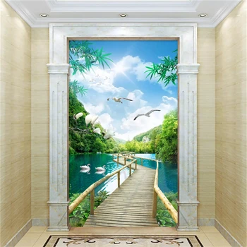 beibehang 3d обои Обои семейное украшение красивый павлин фотообои papel de parede 3d обои 3d на стену Изображение 2