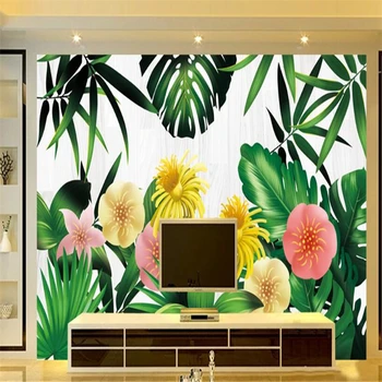 beibehang papel de parede Модный красивый современный минималистичный растительный цветочный декор из фотобумаги тв фон papel tapiz Изображение 2