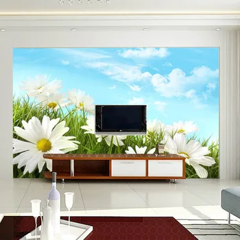 beibehang papel de parede Простые атмосферные обои с цветочным рисунком, фон для телевизора, самоклеящиеся обои, стереоскопическая 3D фреска Изображение 2
