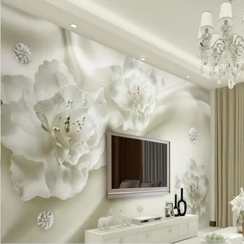 beibehang Персонализированные 3D обои красивые легкие шелковые цветы Роскошная трехмерная стена в европейском стиле в европейском стиле Изображение 2