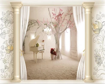 beibehang Пользовательские обои 3d фотообои Европейская линия цветок крытый рояль гостиная гостиничные обои 3d papel de parede Изображение 2