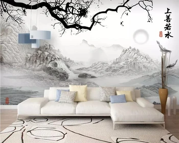 Beibehang Пользовательские обои фреска Китайский телевизор фон настенная живопись домашний декор гостиная спальня фон настенные 3D обои Изображение 2