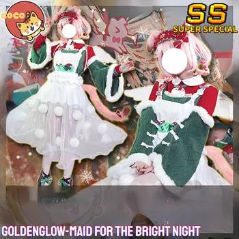 CoCos-SS Игра Arknights Maid for The Bright Night Goldenglow Косплей Костюм Игра Arknights Goldenglow Костюм и Парик для Косплея Изображение 2