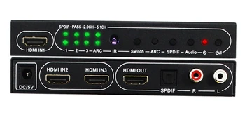 HDMI Переключатель 3x1 Аудио Экстрактор + SPIDF L/R переключатель выхода HDMI1.4 4Kx2K 3D IR ARC 7.1 CH 3 Переключатель Источника видео Конвертер Для PS4 TV XBox PC DVD Плеер Усилитель HDTV Изображение 2