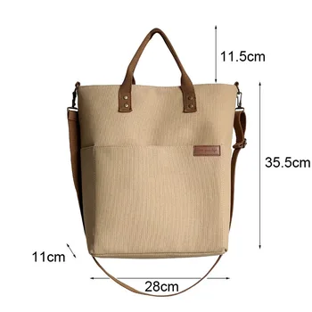 Hylhexyr 2023 Повседневная холщовая сумка-тоут, женские сумки, хлопковые сумки через плечо, сумка для покупок, кошелек на молнии Изображение 2