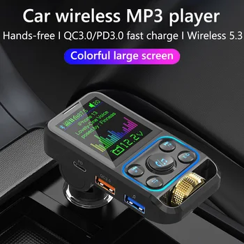 JaJaBor Автомобильный FM-передатчик Bluetooth Handsfree Автомобильный Комплект TF Карта U Диск Play AUX Аудиоприемник QC3.0 USB C PD Зарядное Устройство Mp3-плеер Изображение 2