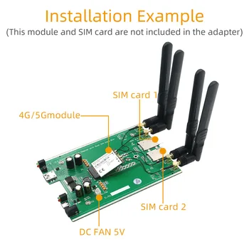 M.2 (NGFF) Модуль 3G / 4G / 5G к адаптеру USB 3.0 со слотом для двух SIM-карт и дополнительным питанием Изображение 2