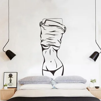 T18 # Наклейка на стену с сексуальной девушкой, украшение гостиной, спальни, настенные художественные наклейки, обои, плакат для домашнего декора, наклейки для фитнеса Изображение 2