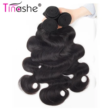 Tinashe Hair Body Wave 3 пучка с закрытием Бразильские пучки плетения волос Remy Человеческие волосы 6x6 Кружевная застежка с пучками Изображение 2
