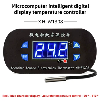 W1308 12V 110V 220V 10A Цифровой термостат Регулятор температуры Регулятор нагрева Переключатель Охлаждения Термометр Красный Синий Дисплей Изображение 2