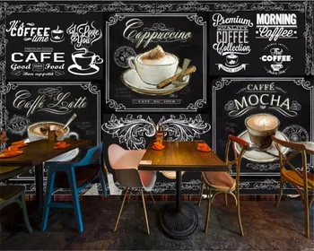 wellyu изготовленная на заказ крупномасштабная фреска ретро ручной росписи blackboard coffee catering 3d обои фоновая стена кофейни Изображение 2