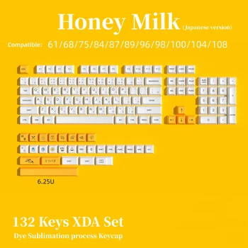 XDA PBT Keycaps 132 Клавиши Японский Набор Красителей Sub Honey Milk Для Игровой Механической Клавиатуры 61/68/87/104/108 Клавиш Anne Pro 2 RK68 Изображение 2