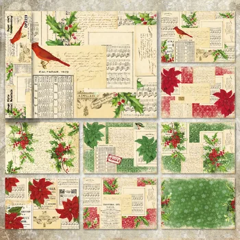 ZFPARTY 8 листов формата А5 в винтажном стиле, Рождественский скрапбукинг, бумага с рисунком, необычная упаковка карточек, легкая открытка из крафтовой бумаги Изображение 2