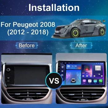 Автомобильный радиоприемник Android 12, мультимедийный видеоплеер для Peugeot 2008 208 серии 2012-2018, автомагнитола, GPS-навигация, головное устройство Carplay Изображение 2