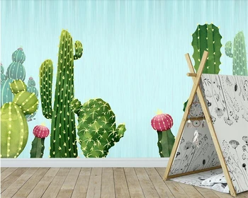 Бейбехан Пользовательские обои домашний декор фреска кактусы акварель сад гостиная спальня телевизор диван фон стен 3d обои Изображение 2