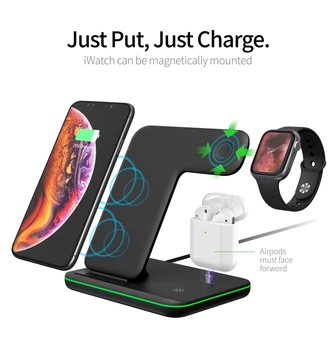 Беспроводные Зарядные Устройства Qi Мощностью 15 Вт Для Xiaomi Samsung Quick Charge 3.0 Быстрая Зарядная Док-станция Для iPhone XS MAX Airpods Pro Watch Charger Изображение 2