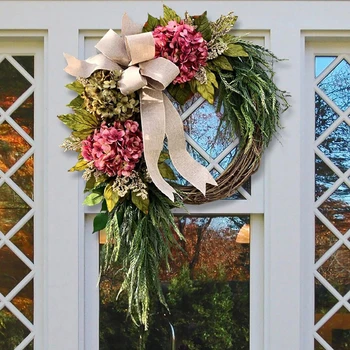 Весенний Фермерский дом, искусственный венок для входной двери, Гирлянда, украшение стен, лента, цветок, окно, Открытый сад, подвесной декор Изображение 2