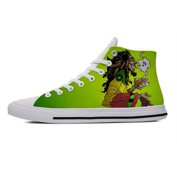 Горячая и Крутая Повседневная обувь Bob Marley По последней моде, мужская и женская Высококачественная обувь с высоким берцем в стиле харадзюку, Парусиновая обувь Bob Marley Изображение 2