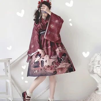Готическое платье Лолиты Harajuku Street Fashion Cross Cosplay Женское платье в Японском стиле Soft Sister Cute Dress Japanese FF2631 Изображение 2