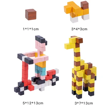 Детская 3D-головоломка с мелкими частицами, настольные игрушки для мальчиков и девочек, Деревянная интерактивная мозаика для родителей и детей, Цветные блоки Изображение 2