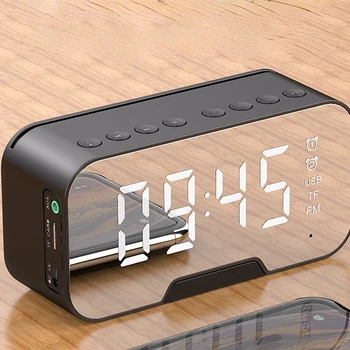 Для спальни, офиса, путешествий, светодиодный зеркальный будильник с батарейным питанием и USB, цифровой будильник с функцией регулировки температуры Изображение 2