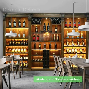 Европейские 3D обои, современные бутылки красного вина, Деревянная винная стойка, легкие фотообои, фон для кафе, ресторана, обоев Изображение 2