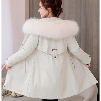 Женская модная тонкая утепленная теплая куртка-парка с капюшоном, пальто, женская новая зимняя хлопчатобумажная куртка, верхняя одежда для женщин Изображение 2
