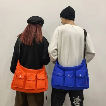 Женская сумка-мессенджер в японском стиле с несколькими карманами, водонепроницаемая нейлоновая сумка через плечо, дорожный кошелек большой емкости Изображение 2