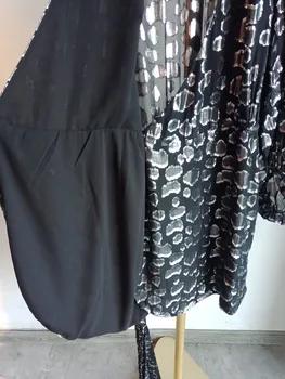 Женские платья 2023 года, мини-платье с V-образным вырезом и длинным рукавом из серебряной нити Изображение 2