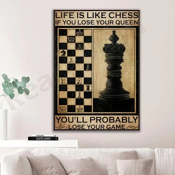 Жизнь похожа на шахматы. Если ты потеряешь свою королеву, ты потеряешь постер игры, шахматный плакат Изображение 2