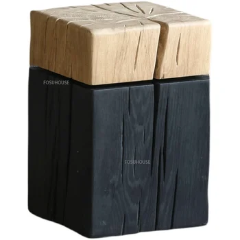 Журнальный столик из массива дерева в скандинавском стиле для гостиной, мебель для дома, креативная ретро-тумбочка, приставной столик из бревенчатого пня, украшение для семьи Изображение 2