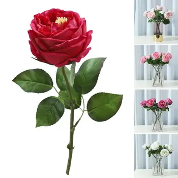 Искусственный цветок с одной веткой, реалистичный, не поливающийся, не выцветающий реквизит для фотосессии в стиле Ins, имитация розы на ощупь для свадьбы Изображение 2