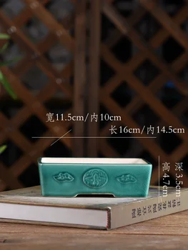 Керамический Красочный прямоугольный горшок для Бонсай, цветочные суккуленты, маленькая ваза для садового столика, украшение дома Изображение 2