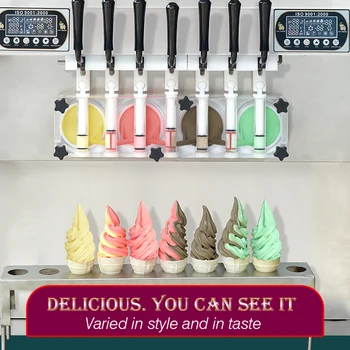 Коммерческая сверхпрочная столешница Kolice, машина для приготовления мягкого мороженого с 7 вкусами, мороженица для приготовления мороженого с замороженным йогуртом и джелато Изображение 2
