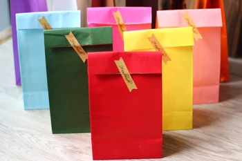 крафт-бумажный пакет, С Рождеством крафт-бумажный пакет, подарочный бумажный пакет, Бумажный пакет для упаковки закусочного печенья 23x12x7,5 см 30 шт./лот Изображение 2