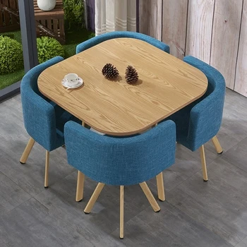 Кухонный круглый стол, набор стульев, мебель для столовой Comedor 4 Sillas, стол для маджонга в гостиной, деревянный обеденный стол, набор из 4 стульев Изображение 2