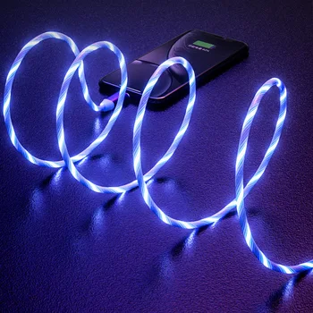 Легкий светящийся кабель Micro USB Type C для iPhone 14 13 Pro Max со светодиодной подсветкой, шнур быстрой зарядки для телефона Huawei One plus, провод для зарядного устройства для телефона Изображение 2