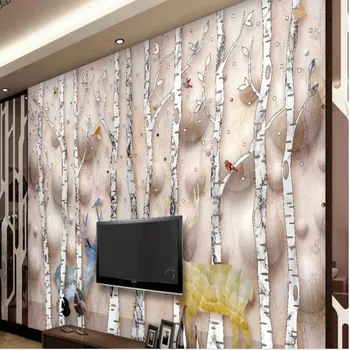масштабные фрески wellyu на заказ, новейшие мраморные абстрактные деревянные олени, 3D ТВ-фон, обои для стен papel de parede Изображение 2