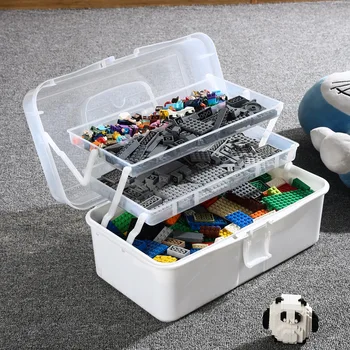 Многослойный ящик для хранения игрушек, Детские строительные блоки, коробка-органайзер, Классификация деталей головоломки, Контейнеры для хранения Изображение 2