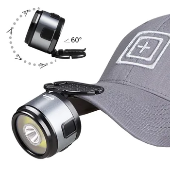 Многофункциональная портативная светодиодная фара Mini COB USB-фара с магнитным крючком, зажимом для шляпы, фонариком для кемпинга на открытом воздухе и в помещении Изображение 2