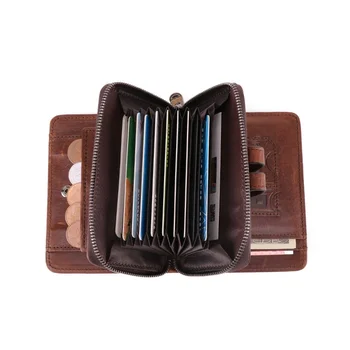 Многофункциональный кожаный мужской кошелек с противоугонной щеткой, сумка для нескольких карт, органайзер, повседневный модный мужской клатч-кошелек Изображение 2
