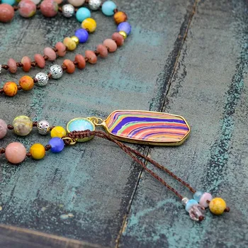 Натуральные винтажные бусины, ожерелье ручной работы, разноцветное ожерелье, женские украшения и подарки, прямая поставка Изображение 2